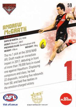 2017 Select Certified #59 Andrew McGrath Back